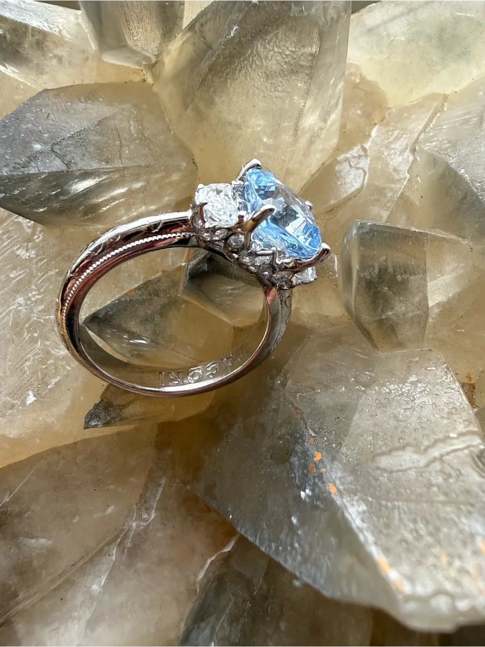 Silver Ring with Light Blue aquamarine Gemstone - Tacori